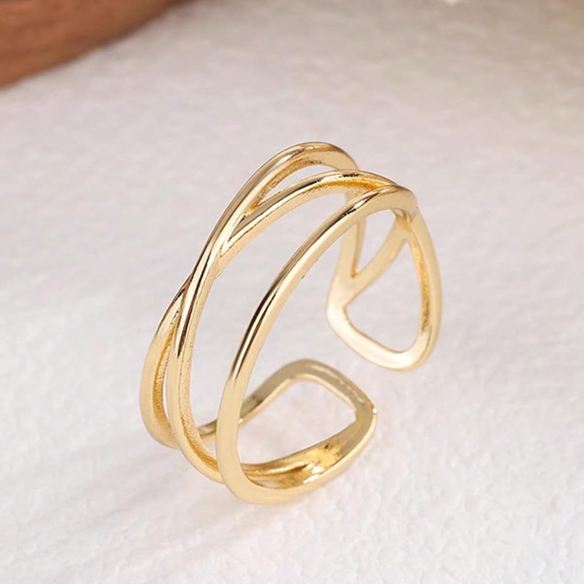 1 x Simple Cross Line Zircon Open Ring Unique and gorgeous eternity festival. Wo