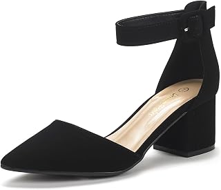 DREAM PAIRS Ladies Chunky Ankle Strap Court Shoes
