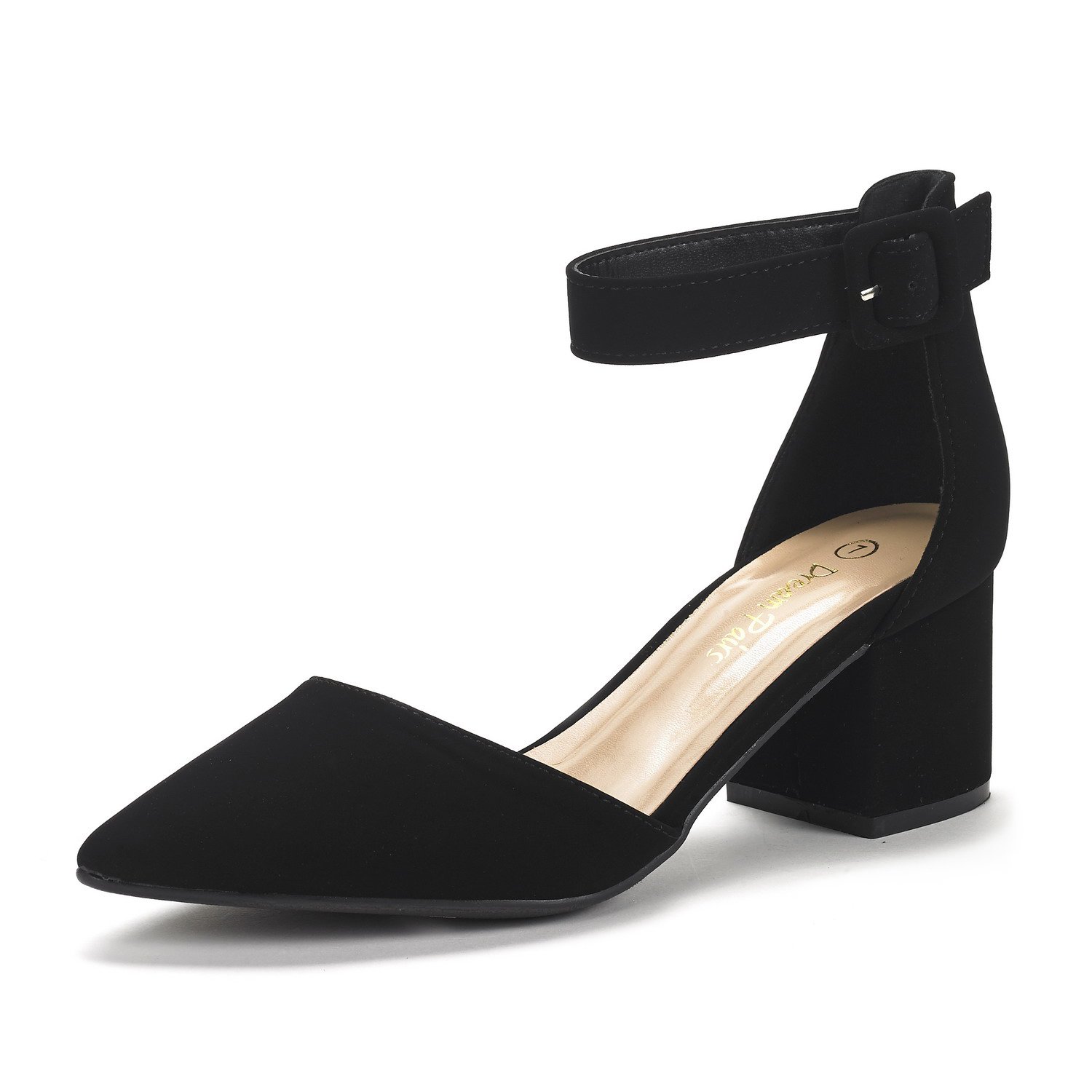DREAM PAIRS Ladies Chunky Ankle Strap Court Shoes