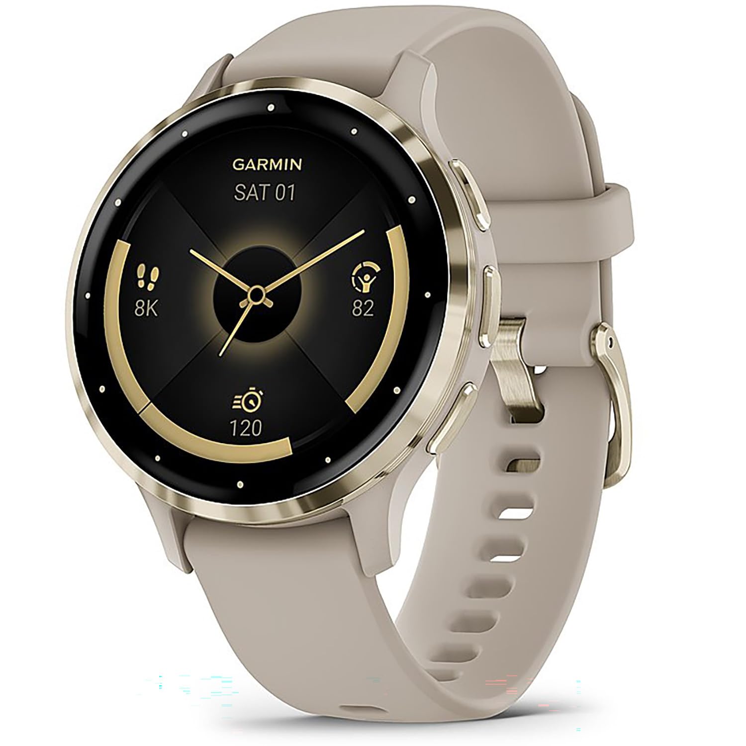 Garmin Venu 3S (Refurbished) Soft Gold Stainless Steel Bezel 1.2-Inch AMOLED Tou