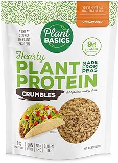 Plant Basics - Hearty Plant Protein - Unflavored Crumbles, 8 oz, Made from Peas, Non-GMO, Gluten Free, Low Fat, Low Sodium, Vegan, Meat Substitute