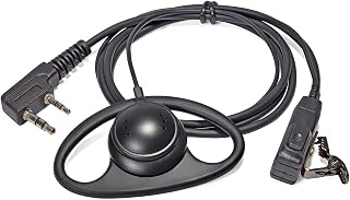 HYSHIKRA D-Shape Walkie Talkie Earpiece with Mic Headset | Compatible with Baofeng UV-5R UV-5RA 888S Kenwood HYT 2 Pin Two Way Radio (1 Pack)