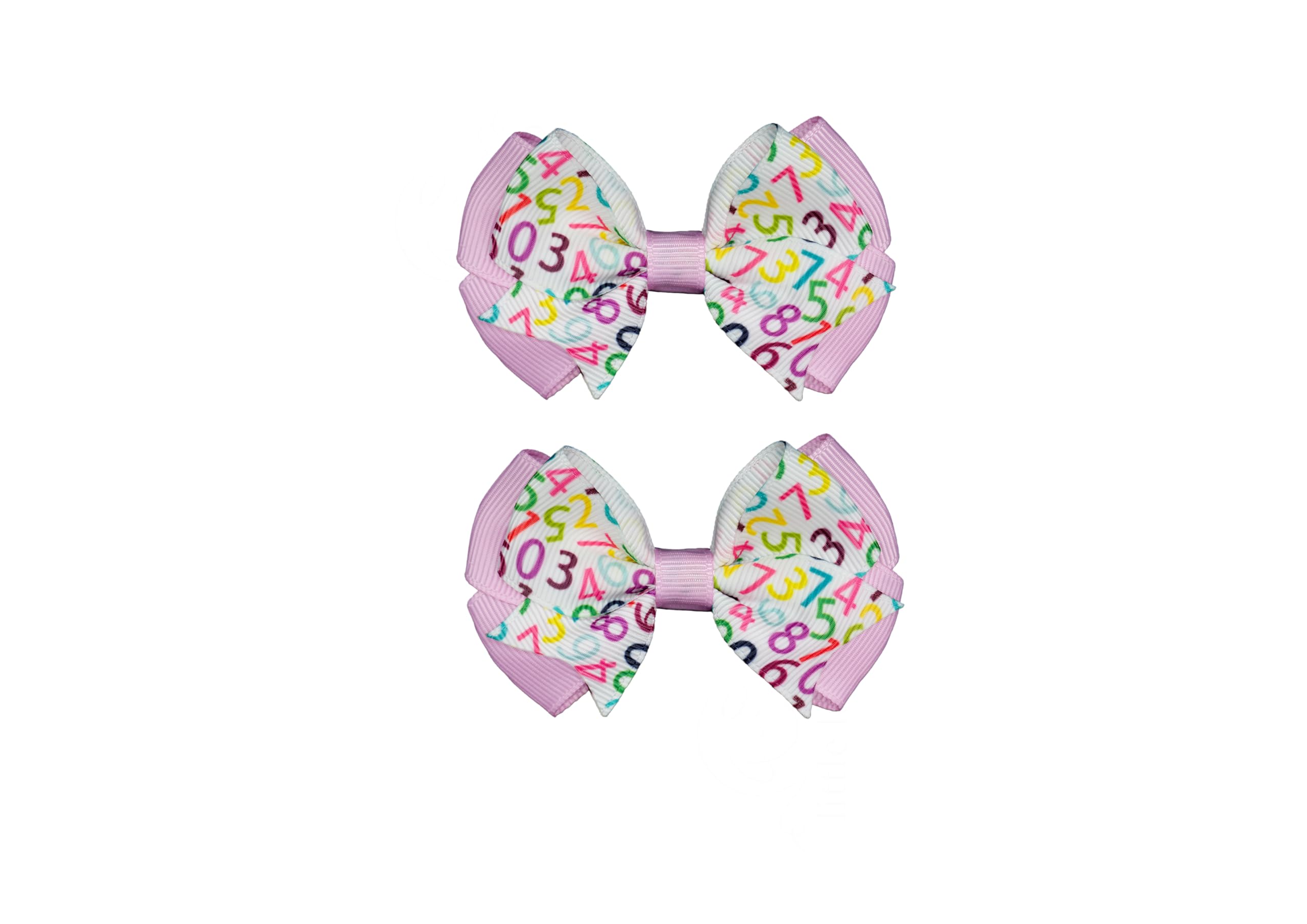 MeiMei Multicolour Numbers Maths Pattern 3.25 Inch Grosgrain Ribbon Hair Bow, Sl