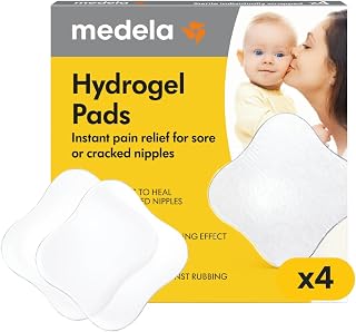 Medela Soothing Hydrogel Pads for Nipples, Reusable 24 Hours, Pack of 4 | Instant Pain Relief for Breastfeeding &amp; Pumping, Dermatologically Tested, Individually Wrapped, Breastfeeding Essentials