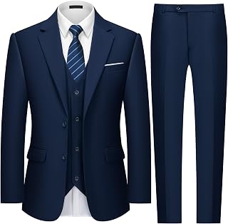 MAGE MALE Mens 3 Piece Suit Slim Fit Prom Wedding Blazer Suit Tie Suit