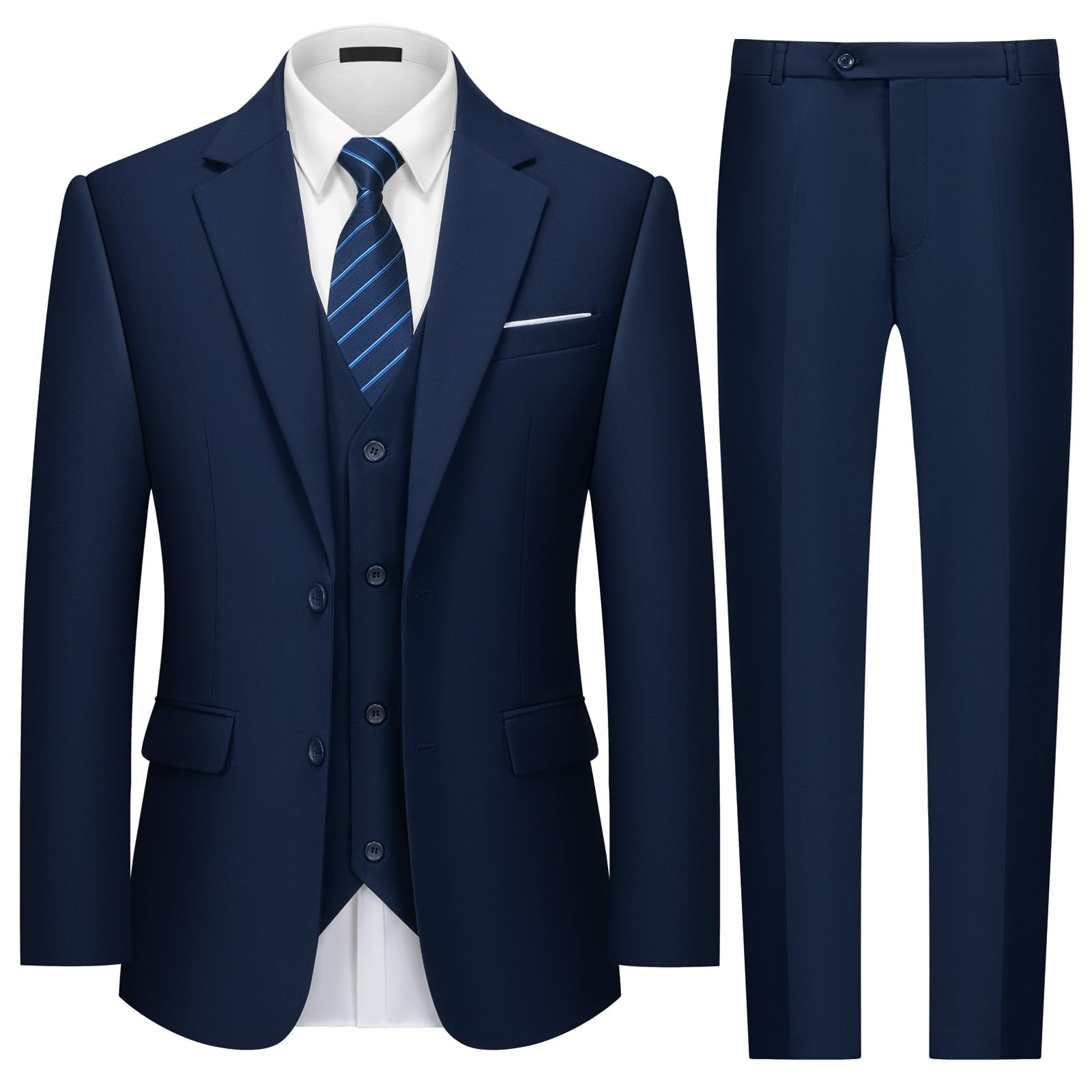 MAGE MALE Mens 3 Piece Suit Slim Fit Prom Wedding Blazer Suit Tie Suit