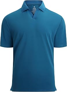 Alex Vando Polo da uomo in cotone con scollo a V, a maniche corte, casual