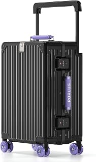 ROPLUS Aluminium Frame Hardside PC Luggage, 5588U, Black& Purple, 21 inch, Aluminium Frame Suitcase