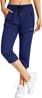 MOCOLY Women's Lightweight Hiking Trousers Cargo Joggers Pants Outdoor Casual Walking Trousers Elasticated Waist Tracksuit Trousers with Zip Pockets