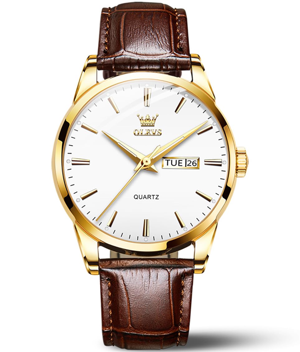 OLEVS Men's Casual Analog Quartz Watch, Large Face Minimalist Luxury Stainless S