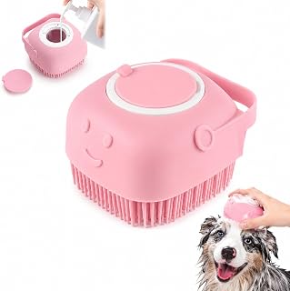 Dog Cat Shower Brush with Massage Bristles, Easy to Clean Design, Ergonomic Handle and Detachable Top, Suitable for Wet Washing/Bathing, Ideal for Small Pets to