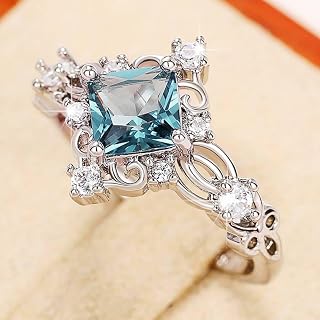 Preciosos anillos de princesa con circonita cúbica colorida para mujer
