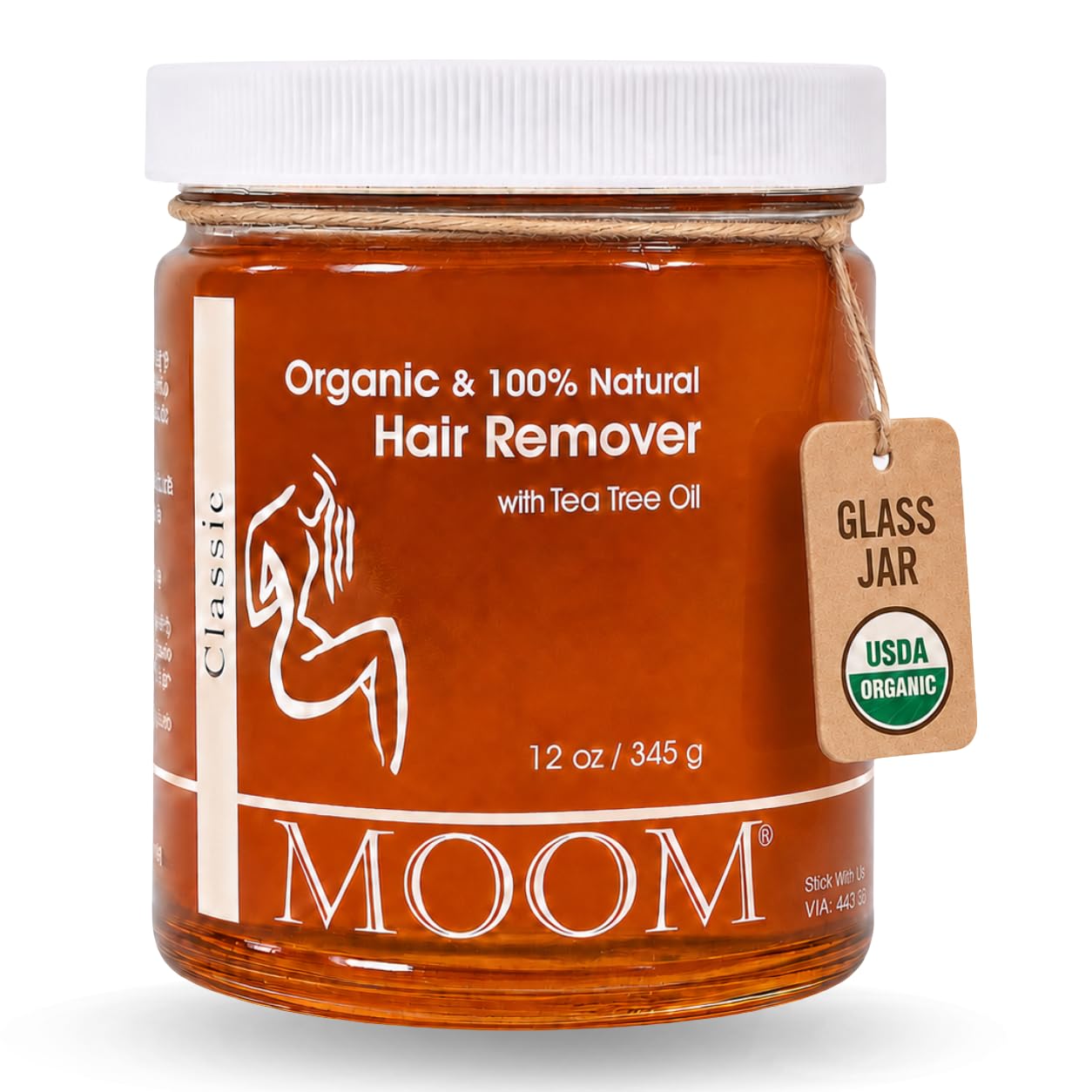 MOOM USDA Organic Sugar Wax Hair Removal for Body, Face & Bikini - 12 oz