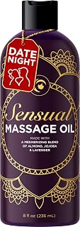 Aromatherapy Sensual Massage Oil for Couples - Relaxing Lavender Massaging Oil for Massage Therapy with Vitamin E Jojoba & Sweet Almond - Naturally Scented Vegan Non GMO & Gluten Free (8 Fl Oz)