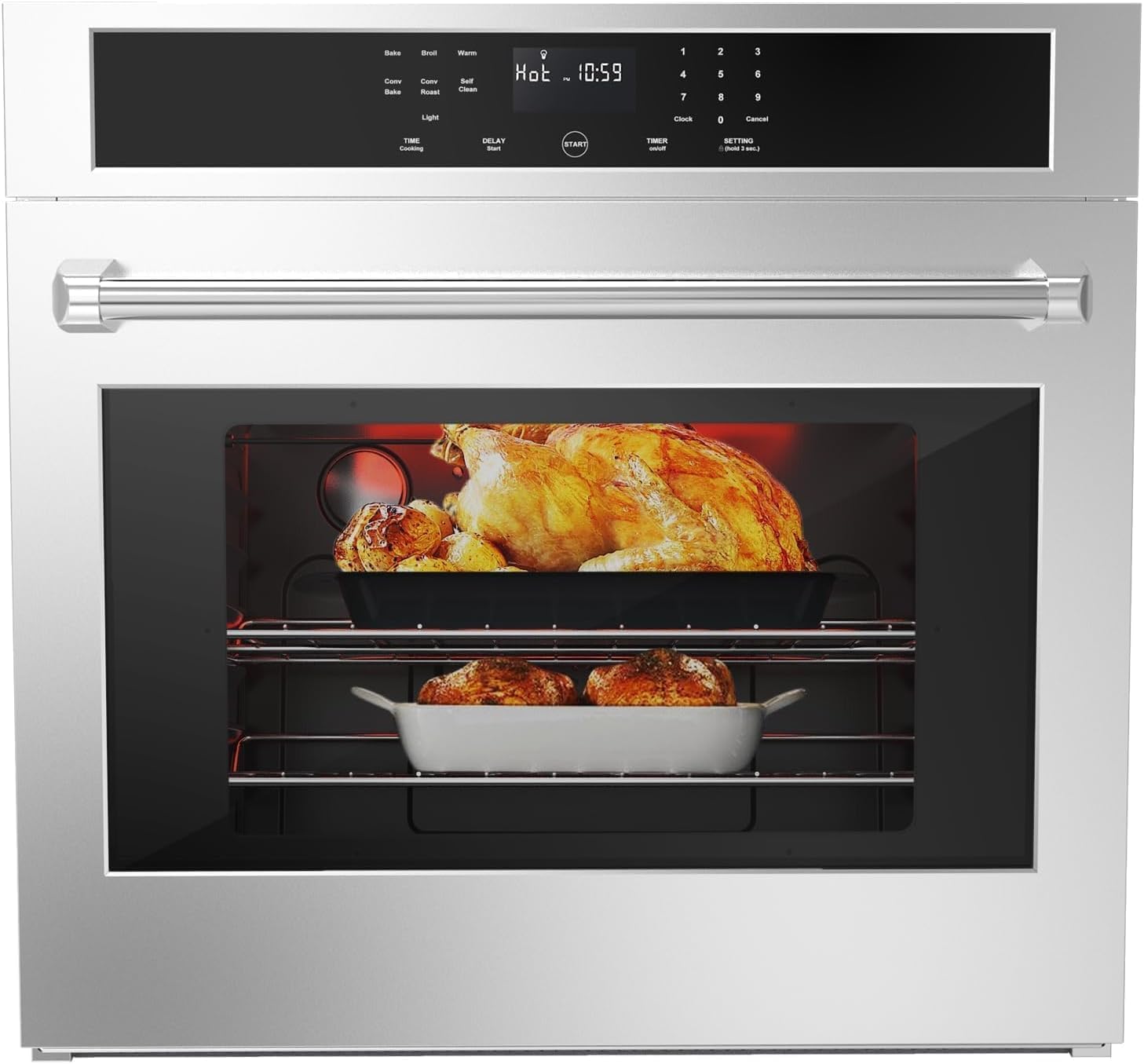 30 inch Electric Single Wall Oven with Convection Fan Touch Control, Large Oven 