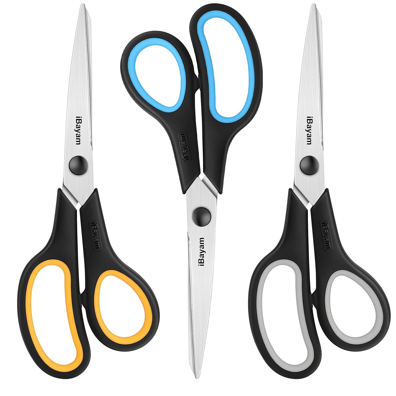 iBayam 8.5" Heavy Duty Black Scissors for Office School Classroom Home Use