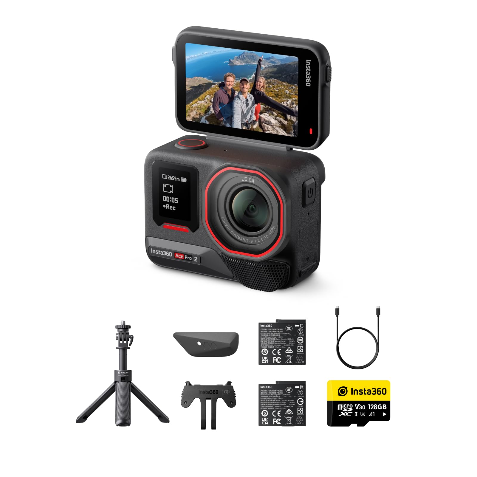 Insta360 Ace Pro 2 Get-Set Bundle Dual Battery - 8K Waterproof Action Camera Co-