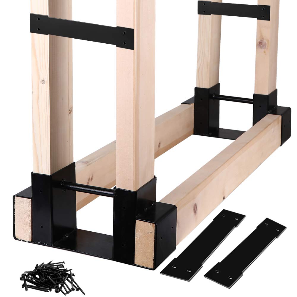 MOFEEZ Outdoor Firewood Log Storage Rack Bracket Kit,Fireplace Wood Storage Hold