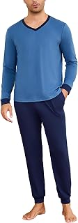 Bresdk Men's Long Striped Pyjama Set, Long Sleeve Sleepwear