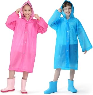 Opret Rain Ponchos 2 Pack Waterproof for Adults/Kids | Raincoats, Rain Coat, Rain Gear, EVA, Lightweight, Reusable, for Men and Women Kids