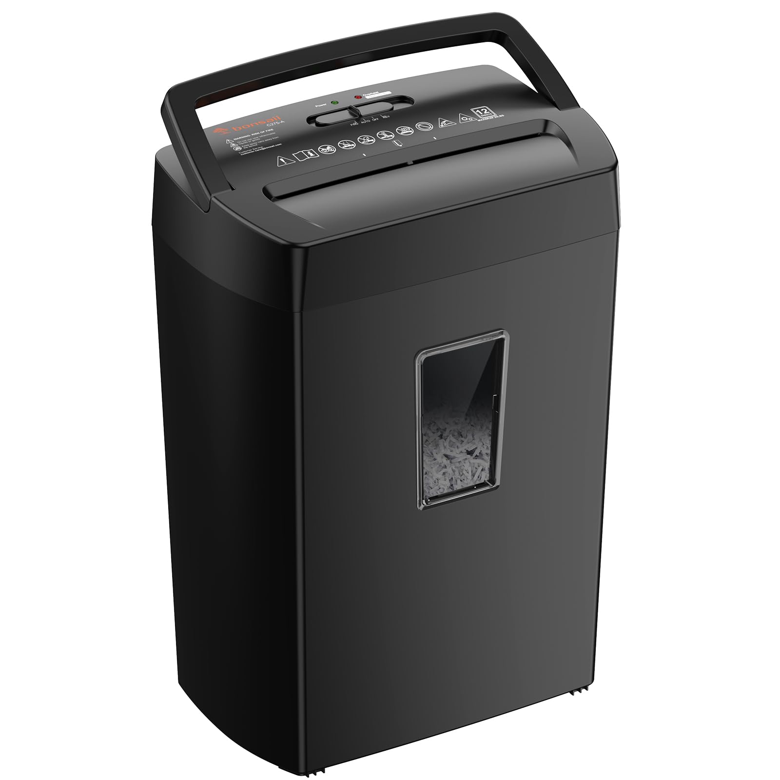 Bonsaii 12-Sheet Cross Cut Paper Shredder, 5.5 Gal Home Office Heavy Duty Shredd