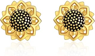 VONALA 925 Sterling Silver Sunflower Earrings Flower Jewellery Birthday Gifts for Women Girls