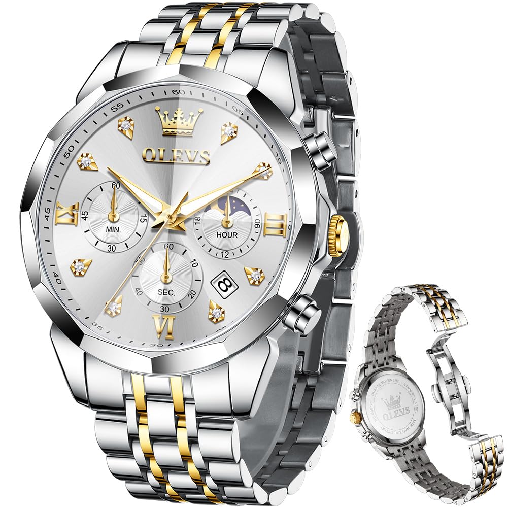 OLEVS Luxury Men's Watches Luxury Casual Style Big Dial Stainless Steel Waterpro