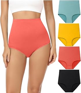wirarpa Women's Super High Waisted Briefs Underwear Cotton Full Coverage Panties for Women 4 Pack