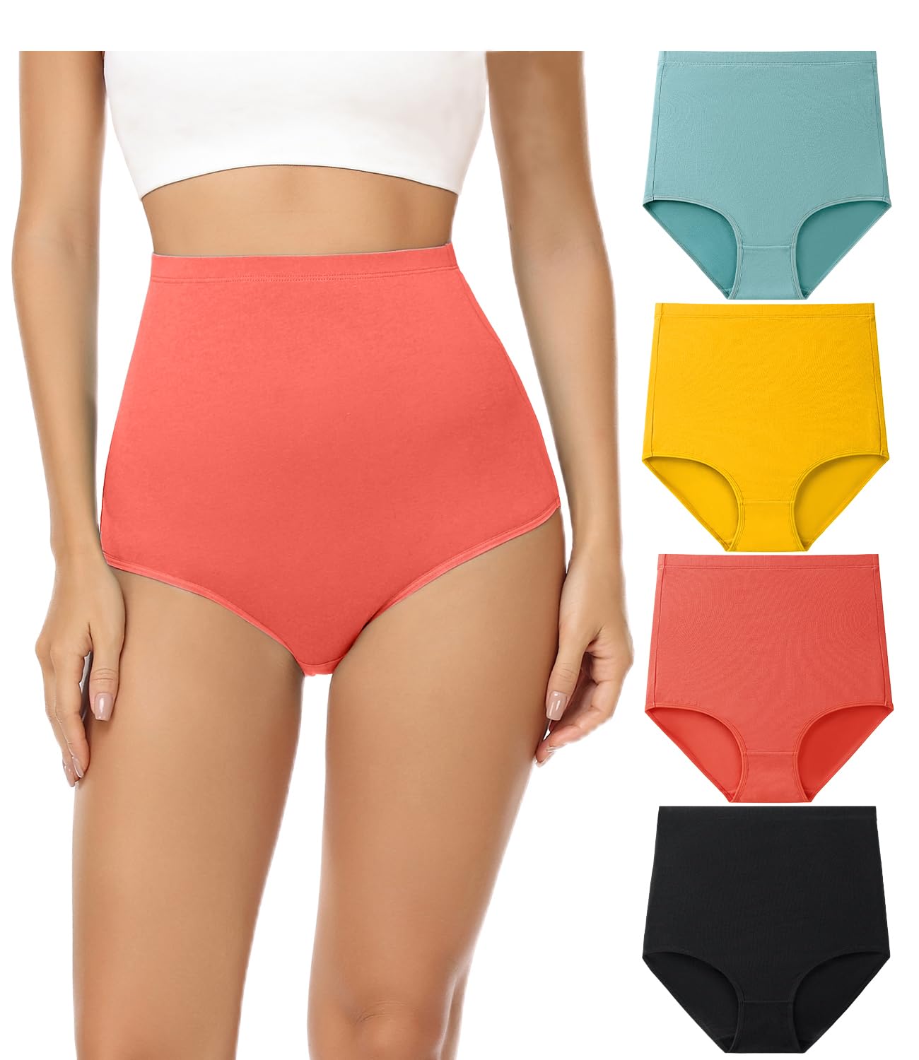 wirarpa Women's Super High Waisted Briefs Underwear Cotton Full Coverage Panties