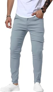 Woenzaia Mens Slim Fit Casual Stretch Twill Chino Tapered Dress Pants