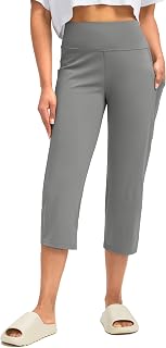 G Gradual Capri Pants for Women High Waist Workout Yoga Pants with Pockets Tummy Control Leggings Crop Straight