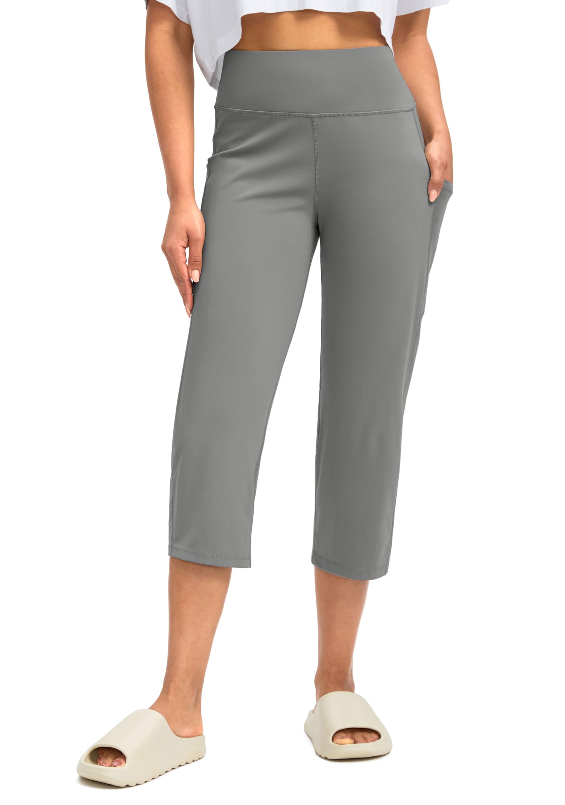 G Gradual Capri Pants for Women High Waist Workout Yoga Pants with Pockets Tummy
