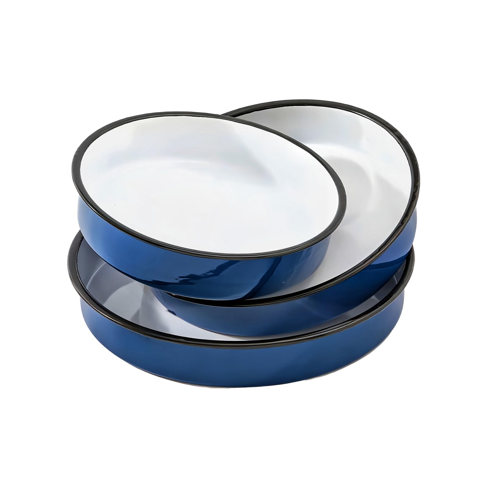3-Pack Enamel Roasting & Baking Pan Set 10/12/14 Inch Round Cake Pans, High Temp