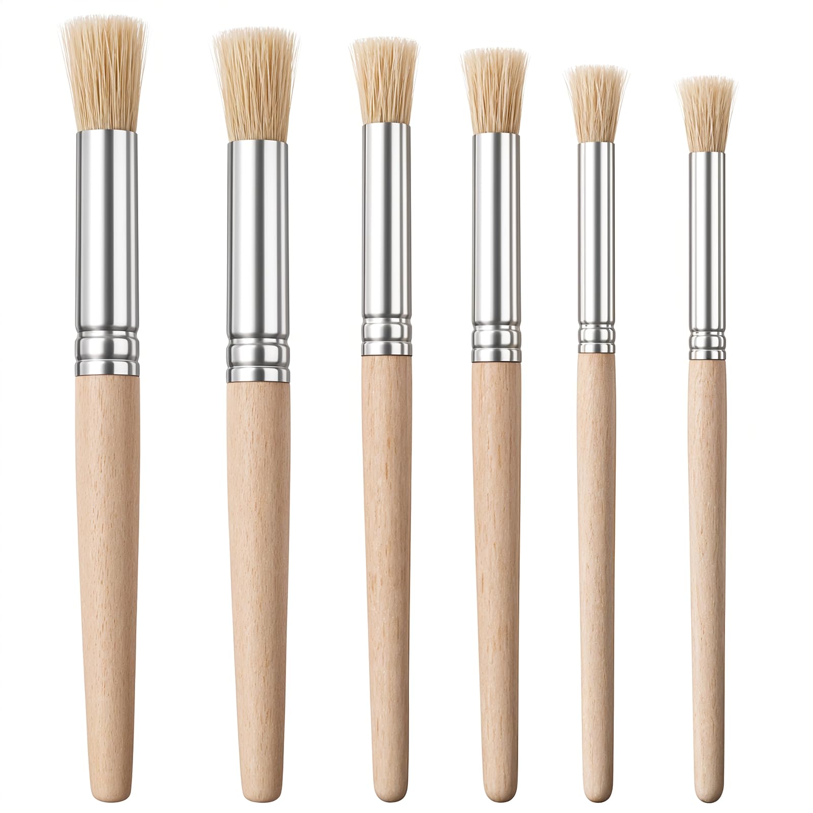 6PCS Wooden Stencil Brushes for Stenciling Wooden Stencil Paint Brushes Natural 