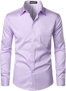 Parklees Men's Shirt, Urban, Fashionable, Casual, Business, Slim Fit, Long Sleeve, Button Down Shirt with Pocket