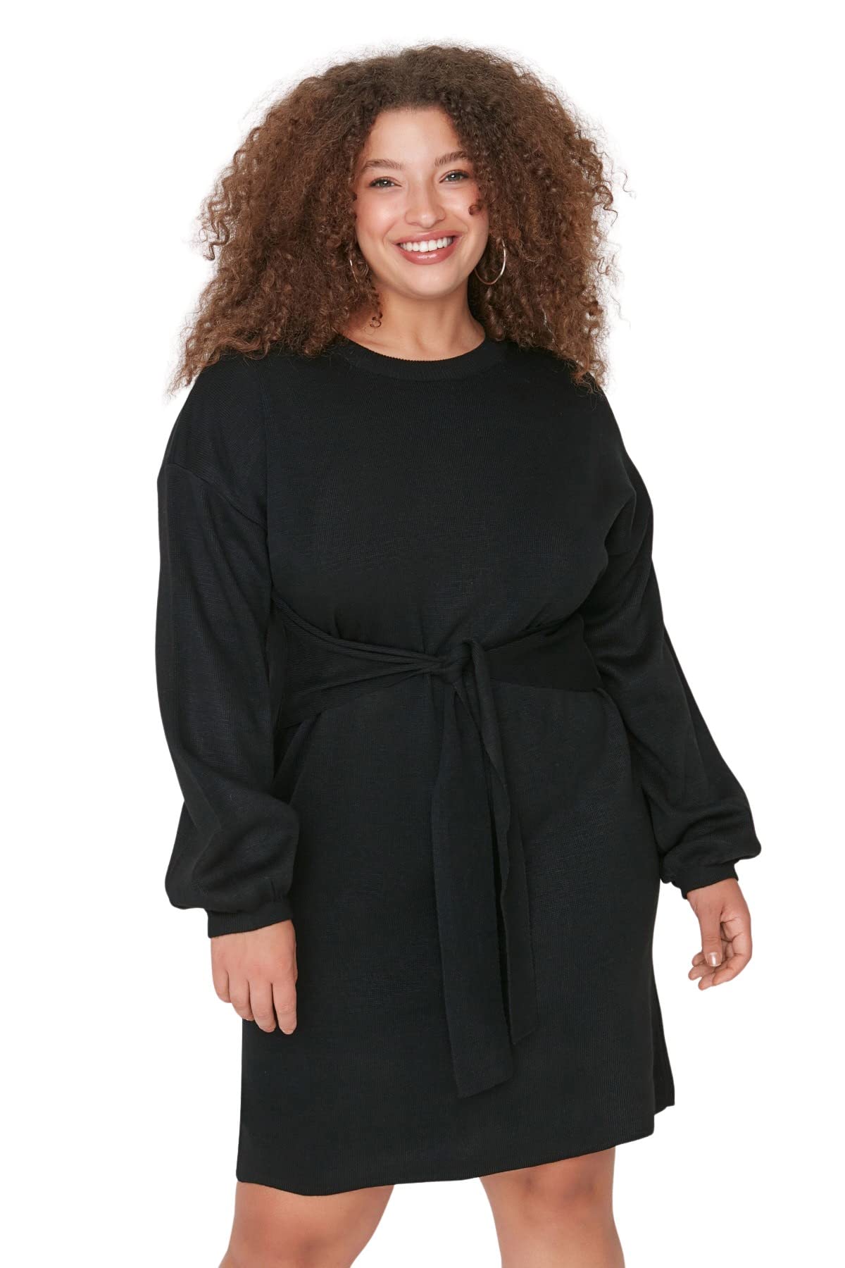 Trendyol Women's Women's Shift Crew Neck Knitwear Plus Size Dress