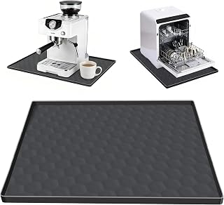 Dishwasher Drain Pan Mat,Black 24''x20'' Dishwasher Drip Tray with Raised Edge,Non-Slip Silicone Dishwashers Drain Pan Floor Mat,Anti-Leakage Dish Washer Tray for Mini Dish Washers