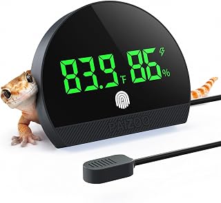 PAIZOO LED Rechargeable Reptile Thermometer Hygrometer Always-on Display | Temperature Accuracy ±0.1℉, Switch Between ℉/℃, Long Battery Life, Reptile Tank Thermometer with 59.05" Type-c Charging Cable