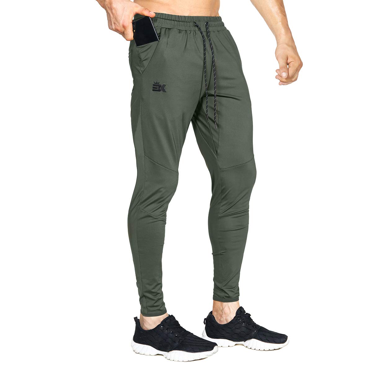 BROKIG Mens Lightweight Gym Jogger Pants Workout Sweatpants Zip Pocket