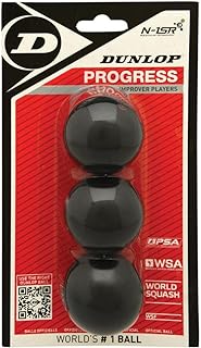 DUNLOP Squash Balls Progress, Red Dot | 6% Larger than Pro | 20% Longer Hang Time | More Reaction Time | Control & Confidence for Improving Players