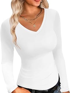 Ekouaer Women's Long Sleeve V-Neck Tops