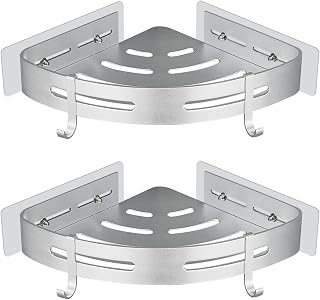 Duschablage Duschregal Ecke Ohne Bohren Duschkorb Wandmontage Klebepad Silber Aluminium 2 Stück Duschgel Shampoo Halterung Eckablage Eckregal für Dusche Bad Küche