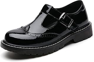 XMM Mary Jane Shoes Women Oxford Shoes Leather Round Toe Flats Non-Slip Ankle Buckle Strap Comfort Casual Dressy Cosplay Party School Work Shoes