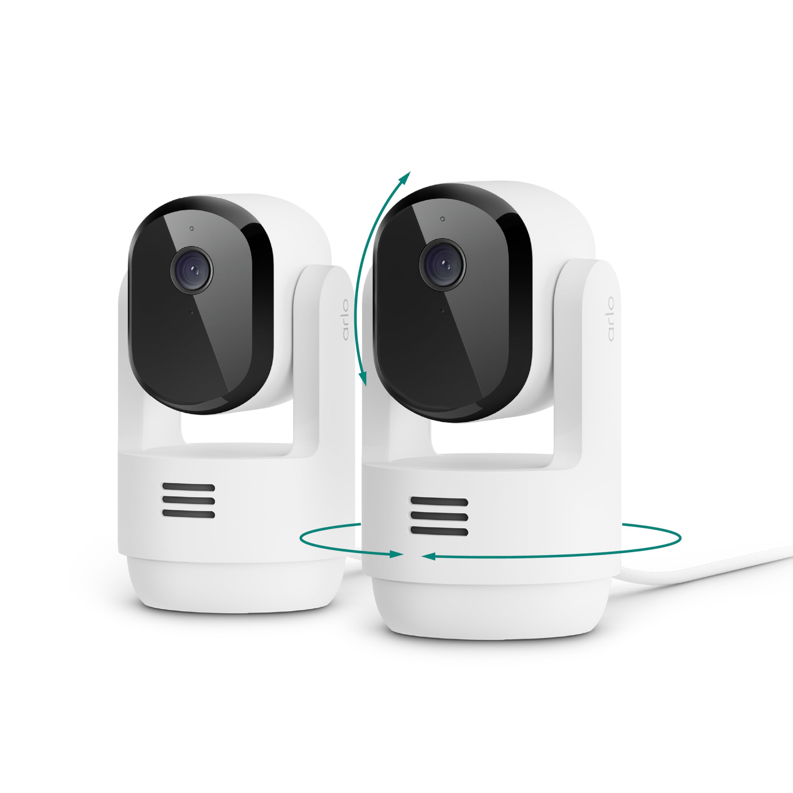 Arlo Essential Indoor Pan Tilt Zoom Security Camera 2K Wired - 2-Cam | 360° pan 
