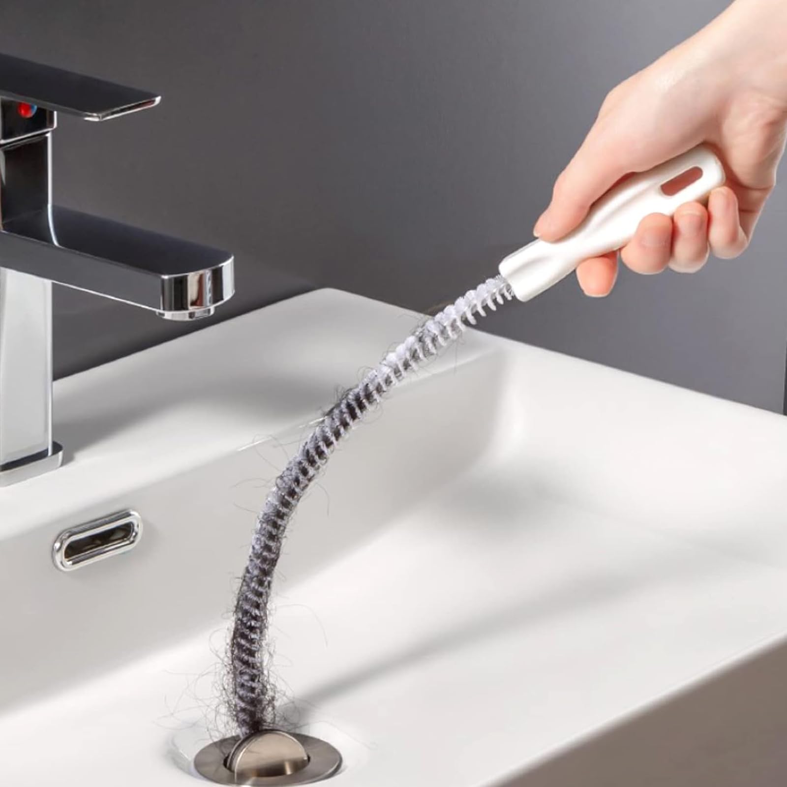 Flexible Drain Cleaner Brush, Bendable Shower Sink Long Pipe Cleaners Hair Clog 