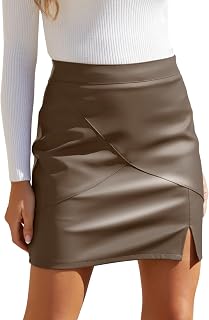 We1Fit Women's Fuax Leather Skirt High Waist Bodycon Pencil Mini Skirt with Shorts