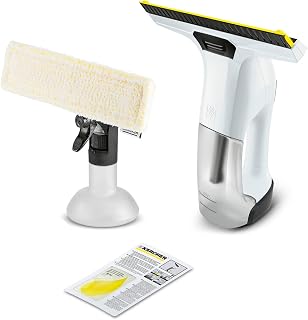KÄRCHER WV 6 Plus Cordless Window Vac, 100 Min Run Time | LED Battery Indicator Display, Suction Nozzle: 280 mm, Spray Bottle with Microfibre Cloth, 20 ml Window Cleaner Concentrate