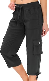 MoFiz Women's Capris with Pockets Loose Fit Casual Capris Pants Capris Pants Elegant Lightweight Loose Hiking