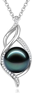 Moana Grace S925 Women's Silver Chain, South Sea Black Pearls, Genuine Pearls, 0.4 - 0.4 inches (10 - 11 mm), Silver Chain, Christmas, Mother's Day, Birthday, Graduation, Gift Wrapping Bag, Box