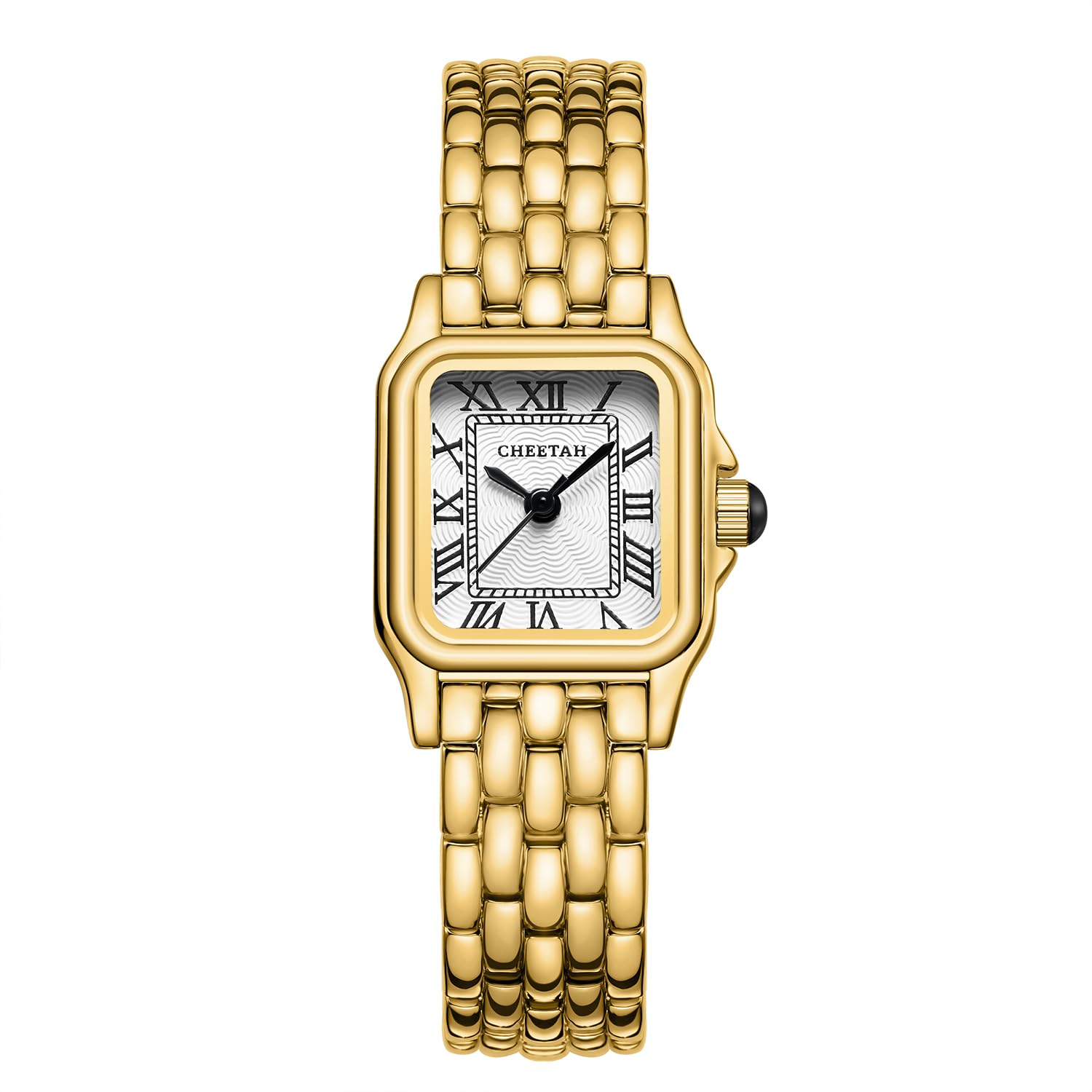 CHEETAH Gold Watches for Women with Small Vintage Bracelet, Rectangular Case Rom